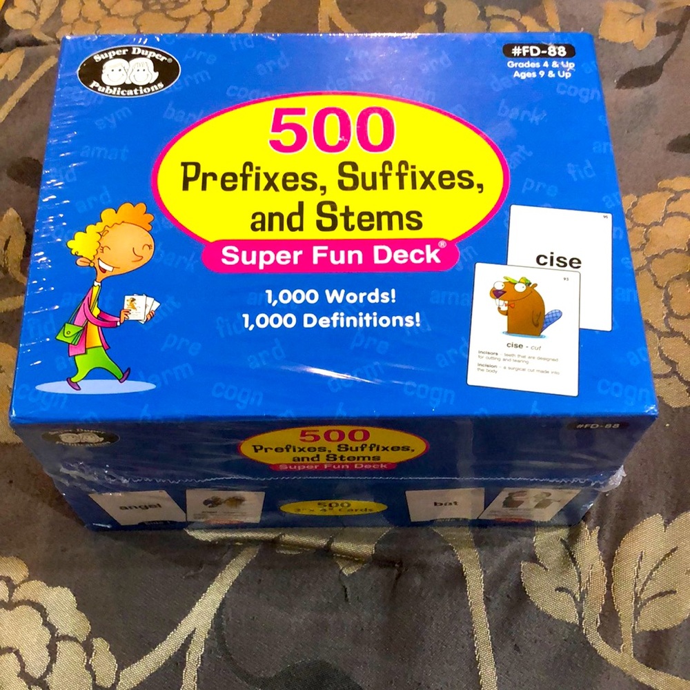 Super Duper prefixes, suffixes, and stems fun deck